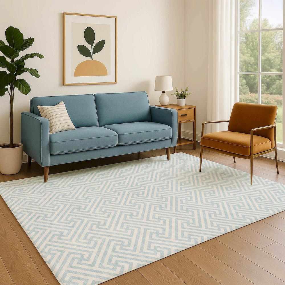 Luxury Washable Indoor/Outdoor The Reserve Sky 9' x 12' Rug
