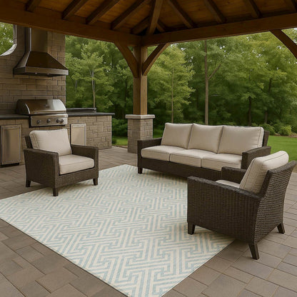 Luxury Washable Indoor/Outdoor The Reserve Sky 9' x 12' Rug