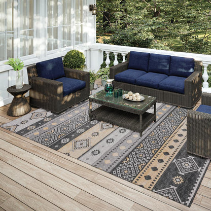 Yuma Gray Transitional Southwest 8' x 10' Area Rug Gray AYU42