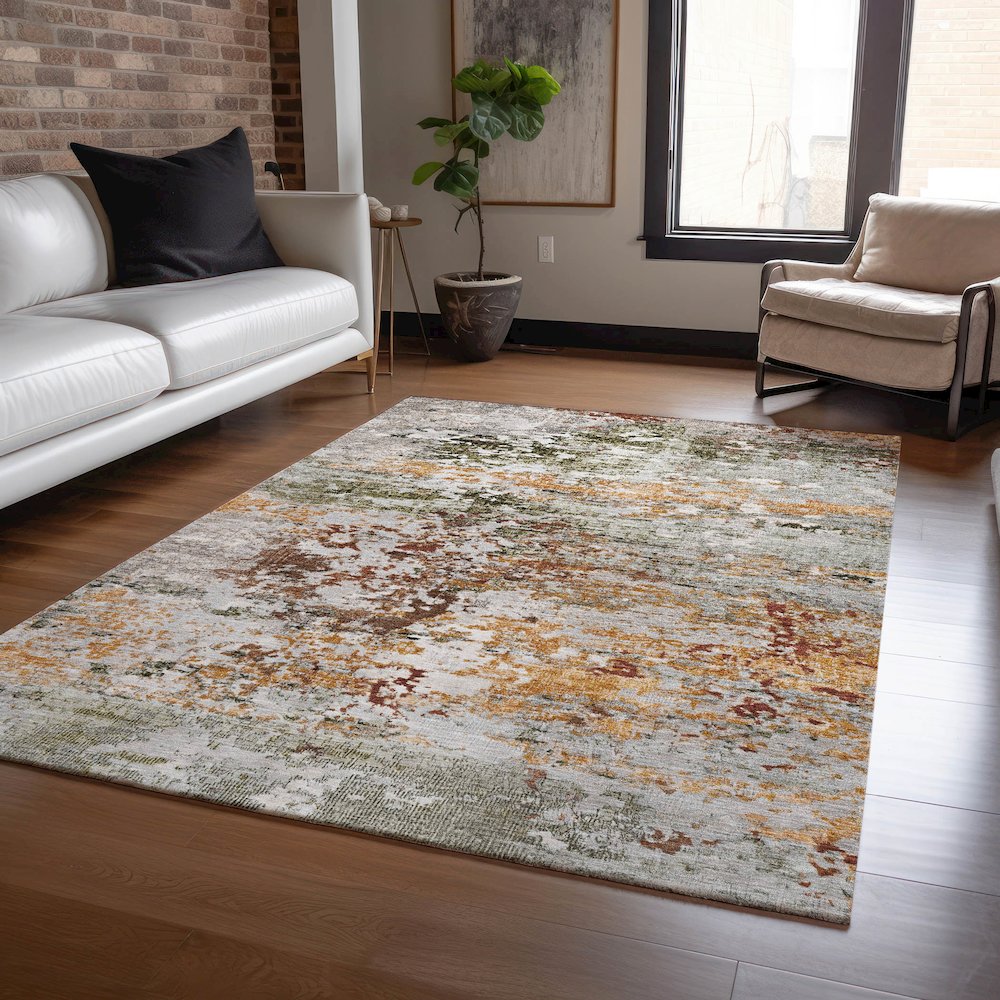 Machine Washable Indoor/Outdoor Chantille Terracotta 10' x 14' Rug