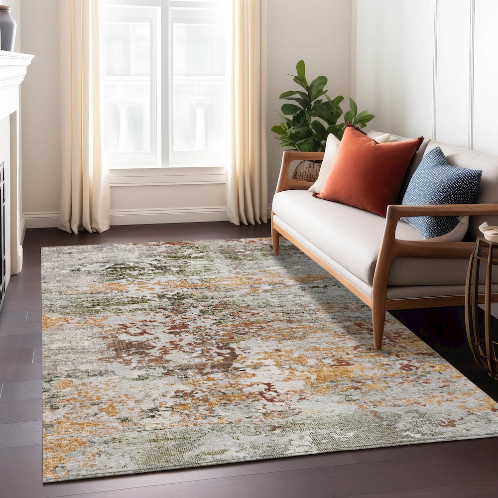 Machine Washable Indoor/Outdoor Chantille Terracotta 10' x 14' Rug