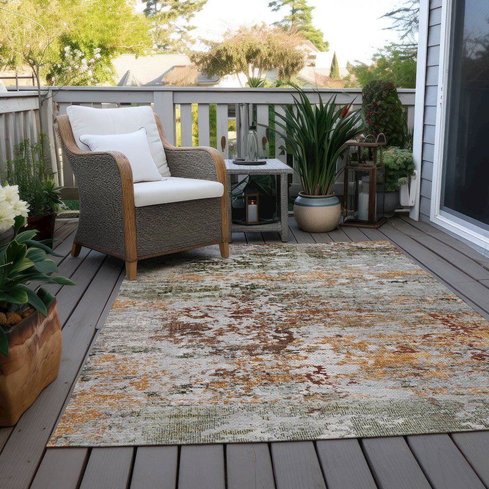 Machine Washable Indoor/Outdoor Chantille Terracotta 10' x 14' Rug
