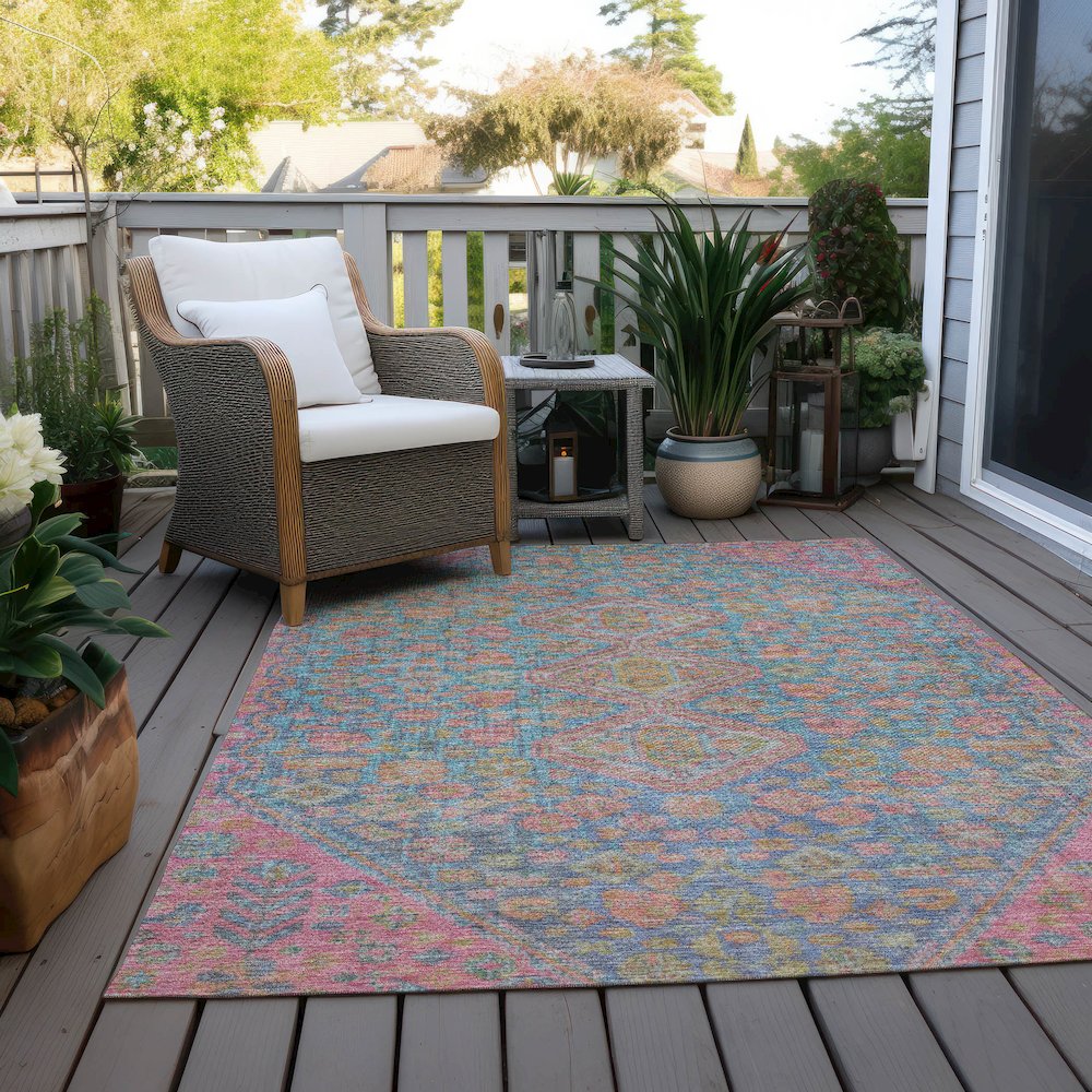Machine Washable Indoor/Outdoor Chantille Sky 10' x 14' Rug