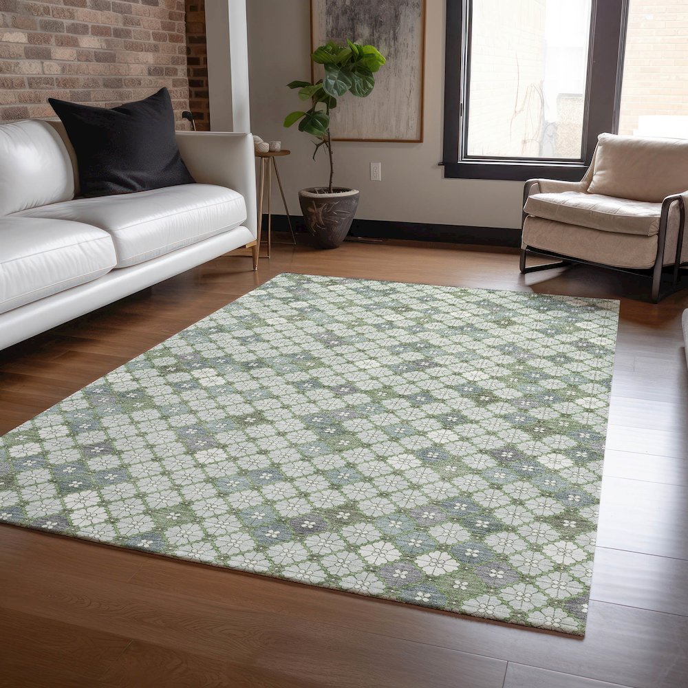 Machine Washable Indoor/Outdoor Chantille Mint 10' x 14' Rug
