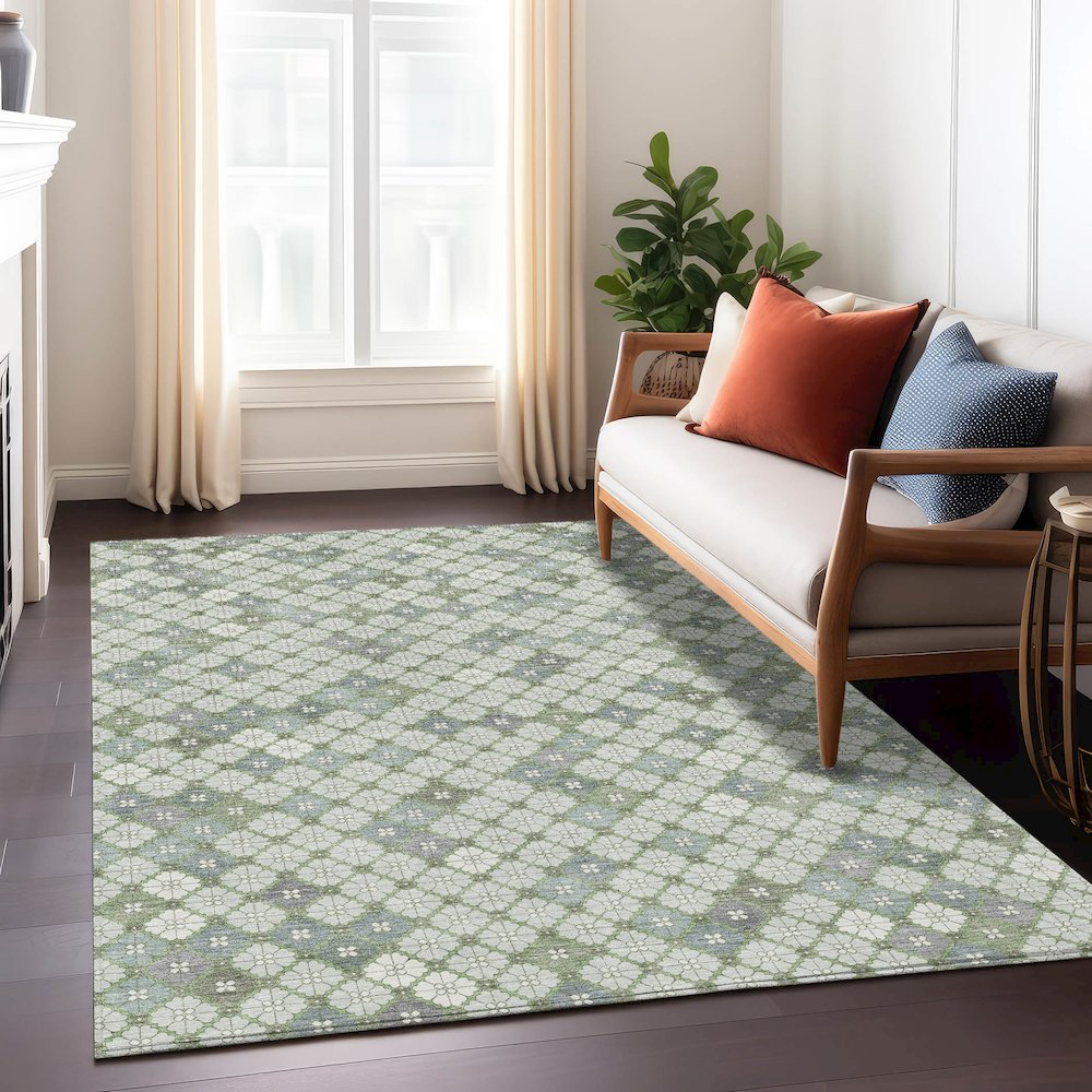 Machine Washable Indoor/Outdoor Chantille Mint 10' x 14' Rug