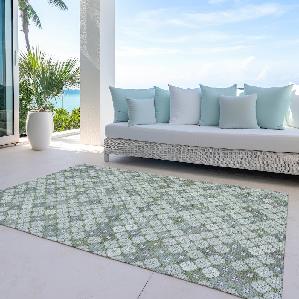 Machine Washable Indoor/Outdoor Chantille Mint 10' x 14' Rug