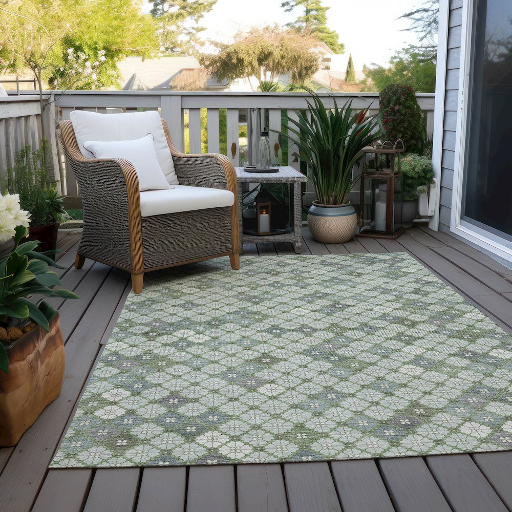 Machine Washable Indoor/Outdoor Chantille Mint 10' x 14' Rug