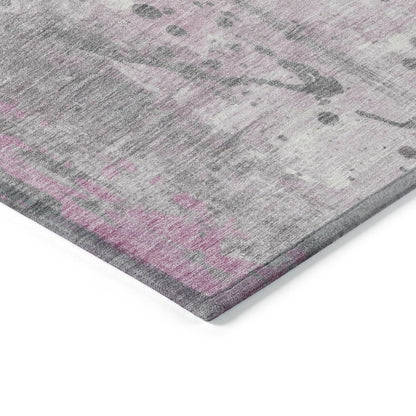 Machine Washable Indoor/Outdoor Chantille Pink 8' x 8' Round Rug