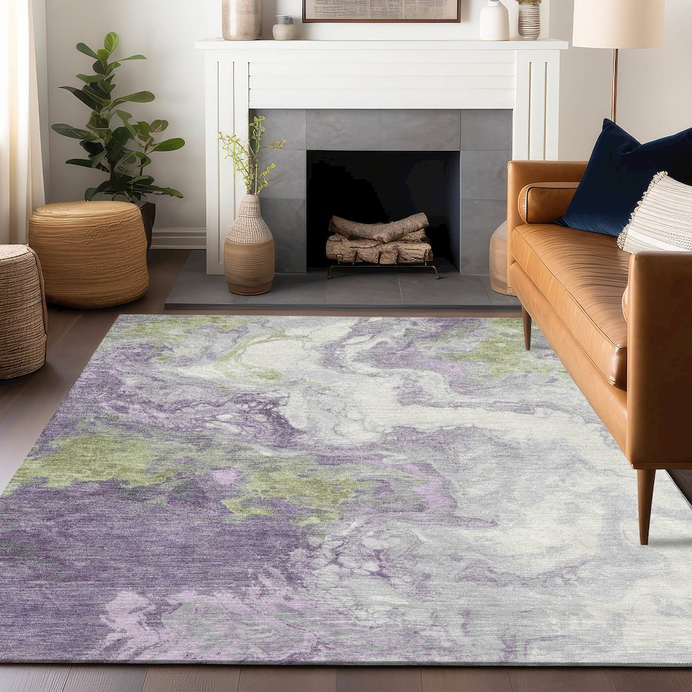Machine Washable Indoor/Outdoor Chantille Lavender 10' x 14' Rug