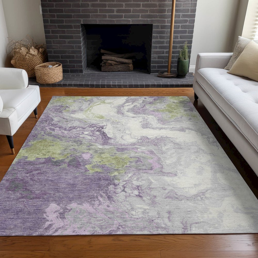 Machine Washable Indoor/Outdoor Chantille Lavender 10' x 14' Rug