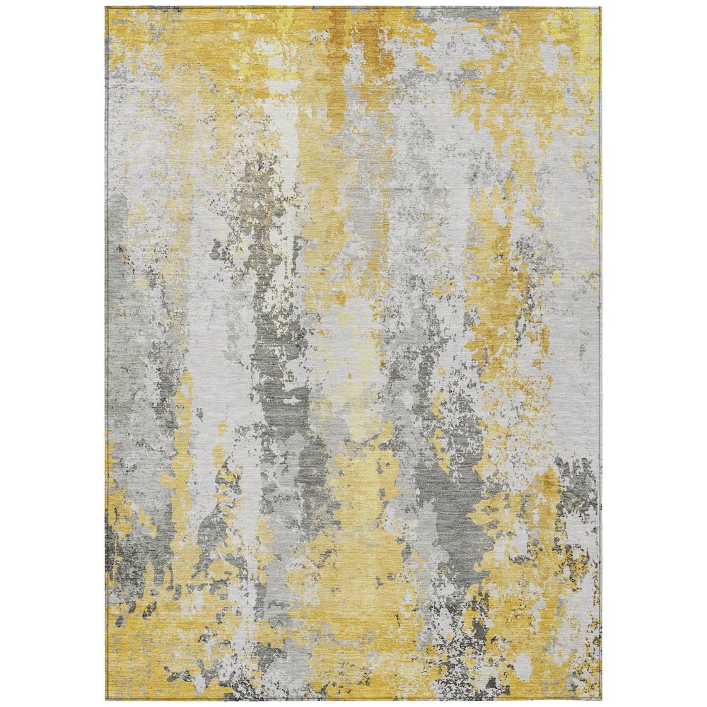Machine Washable Indoor/Outdoor Chantille Yellow 10' x 14' Rug