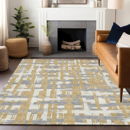 Machine Washable Indoor/Outdoor Chantille Gold 10' x 14' Rug