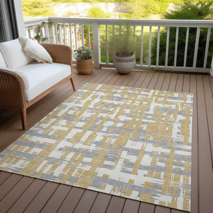 Machine Washable Indoor/Outdoor Chantille Gold 10' x 14' Rug