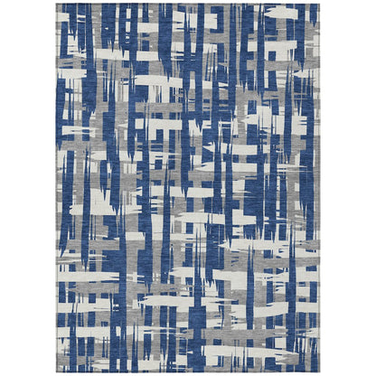 Machine Washable Indoor/Outdoor Chantille Navy 10' x 14' Rug