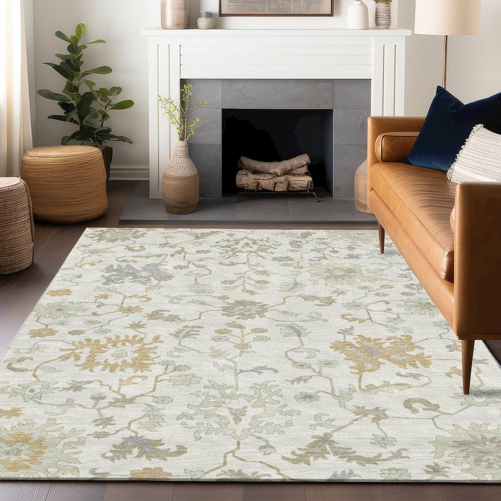 Machine Washable Indoor/Outdoor Chantille Ivory 10' x 14' Rug