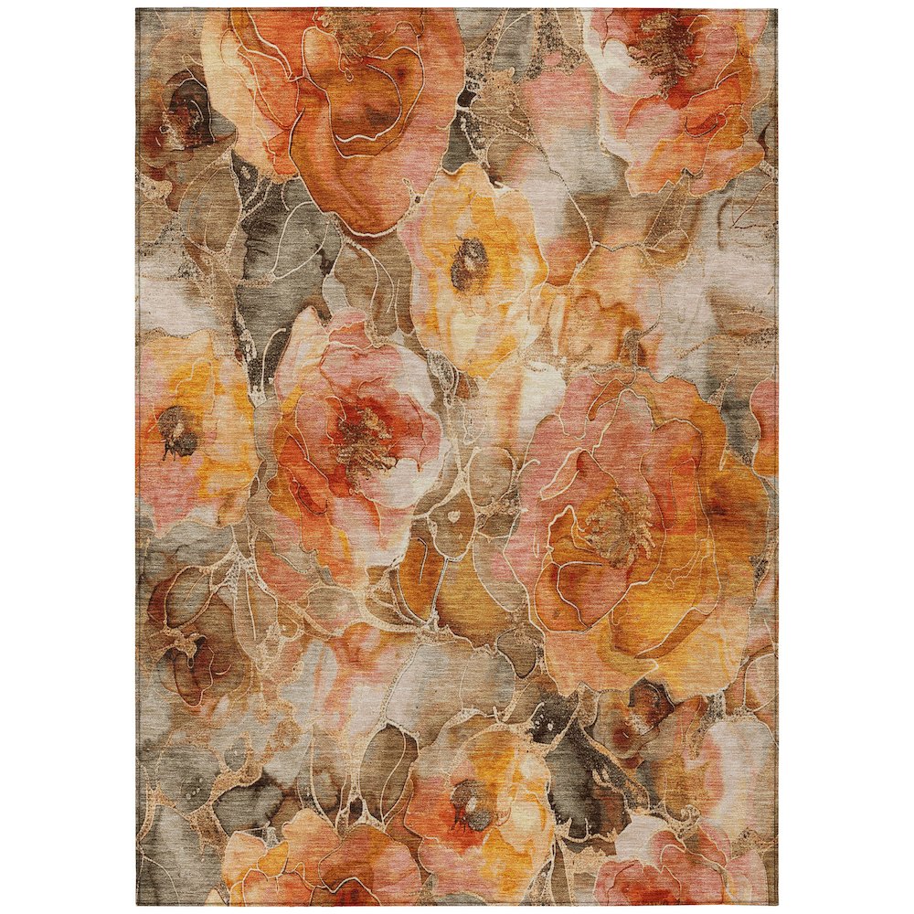 Machine Washable Indoor/Outdoor Chantille Orange 10' x 14' Rug