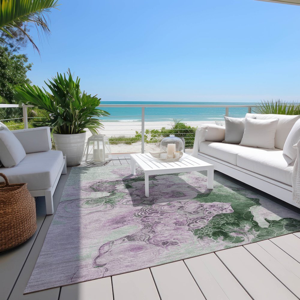 Machine Washable Indoor/Outdoor Chantille Sage 10' x 14' Rug