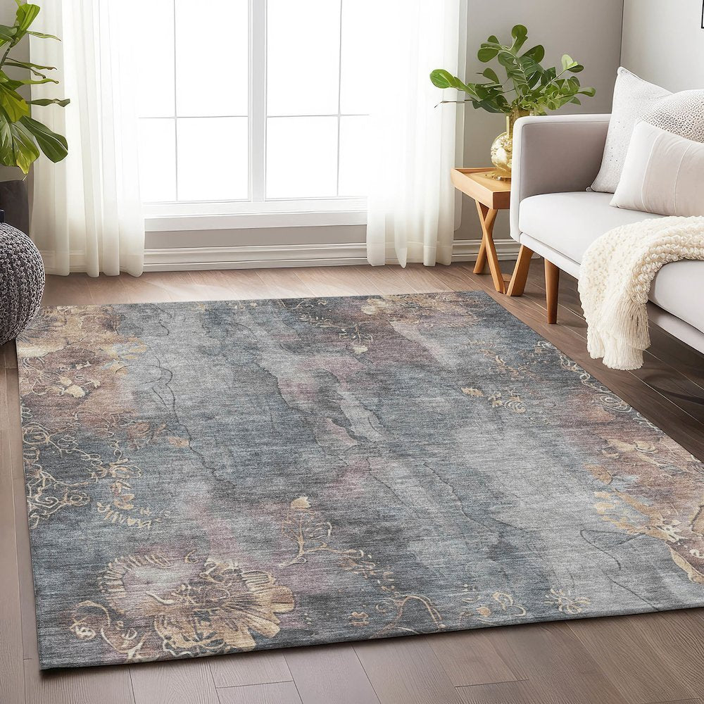 Machine Washable Indoor/Outdoor Chantille Gray 10' x 14' Rug