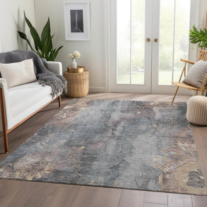 Machine Washable Indoor/Outdoor Chantille Gray 10' x 14' Rug