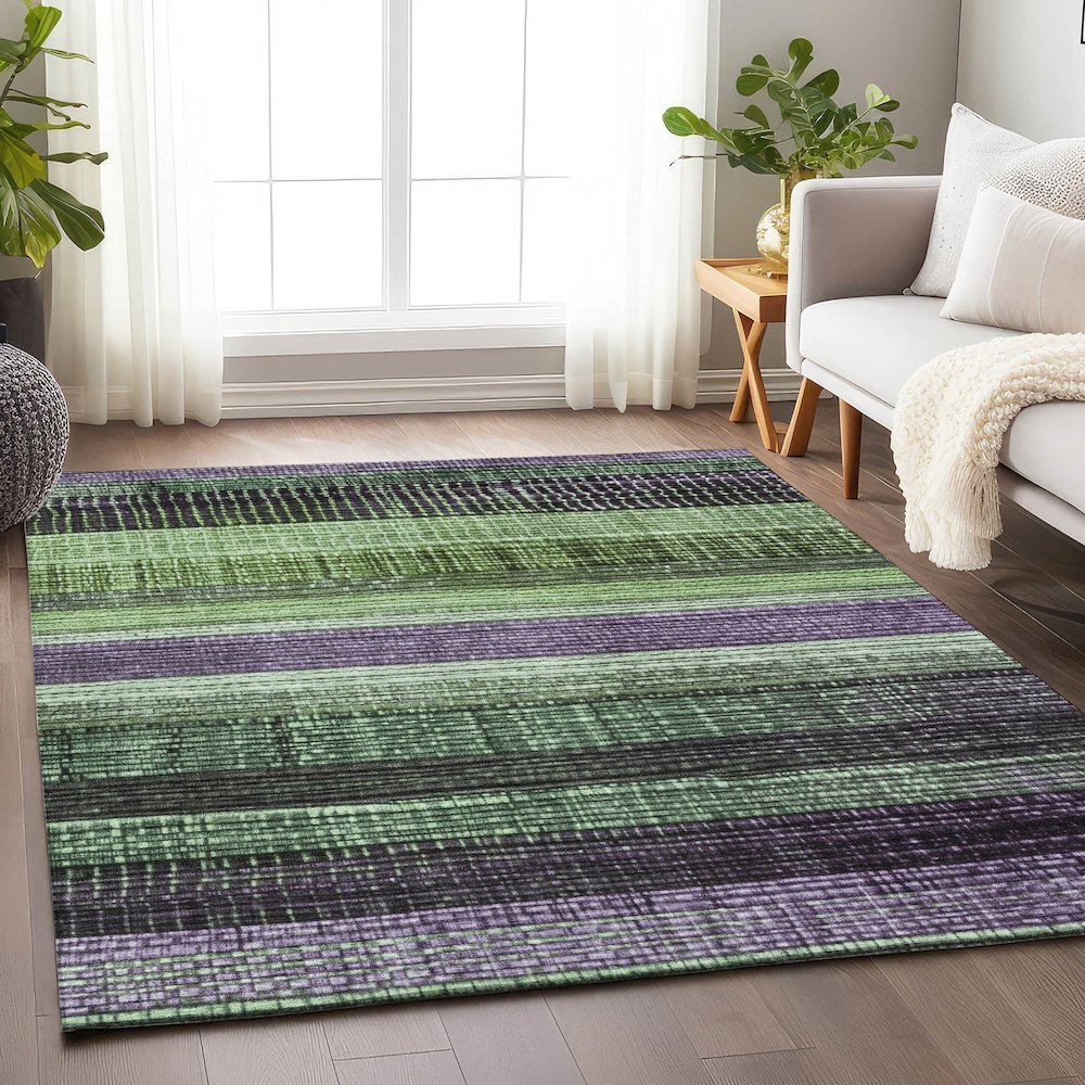 Machine Washable Indoor/Outdoor Chantille Purple 10' x 14' Rug