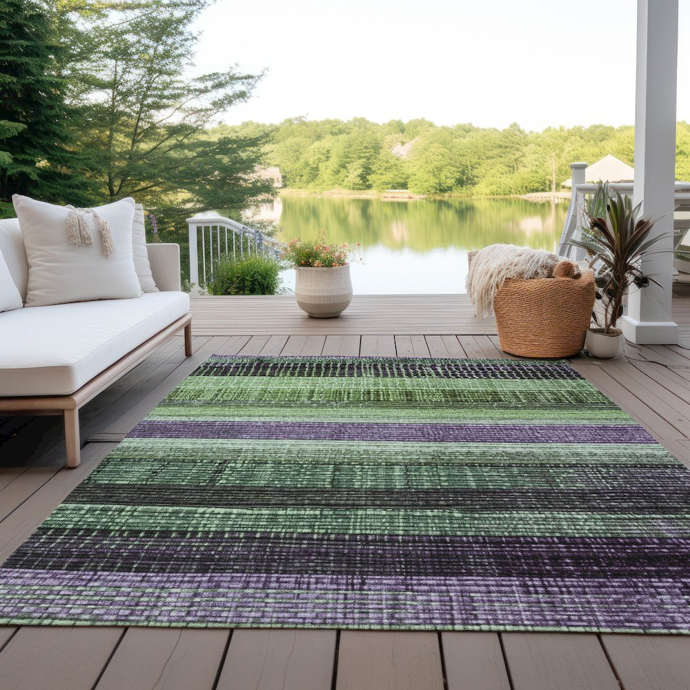 Machine Washable Indoor/Outdoor Chantille Purple 10' x 14' Rug