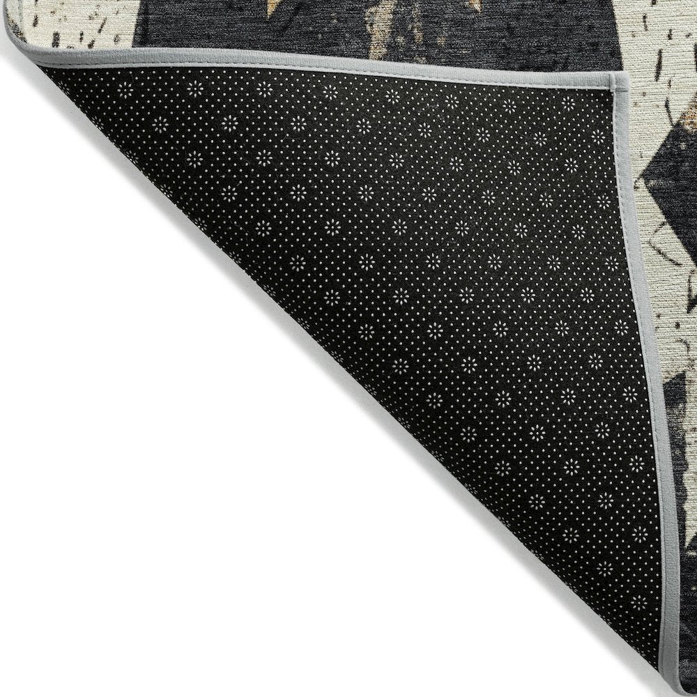 Machine Washable Indoor/Outdoor Chantille Black 8' x 8' Round Rug