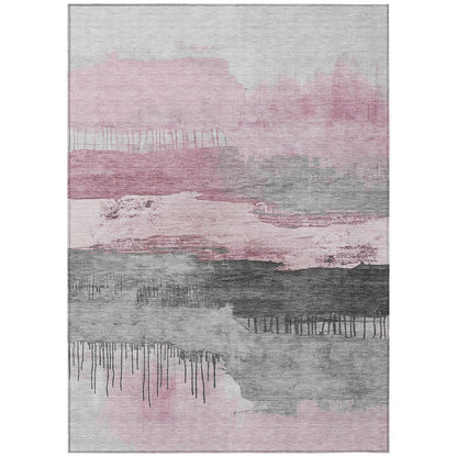 Machine Washable Indoor/Outdoor Chantille Pink 10' x 14' Rug