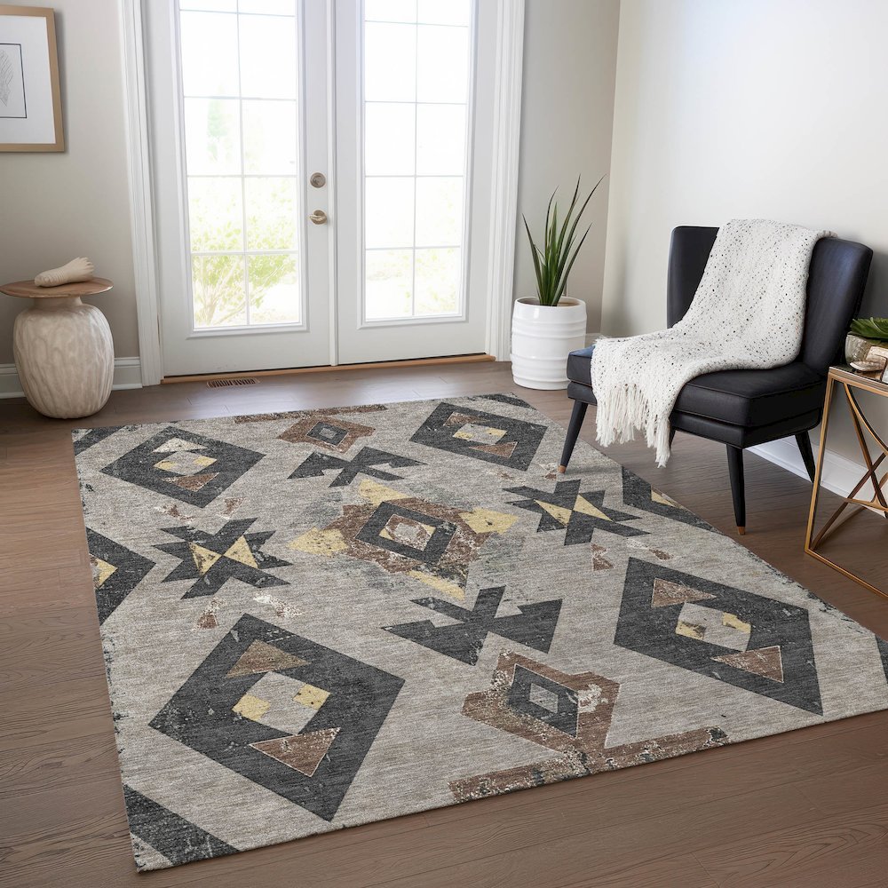 Machine Washable Indoor/Outdoor Chantille Taupe 10' x 14' Rug