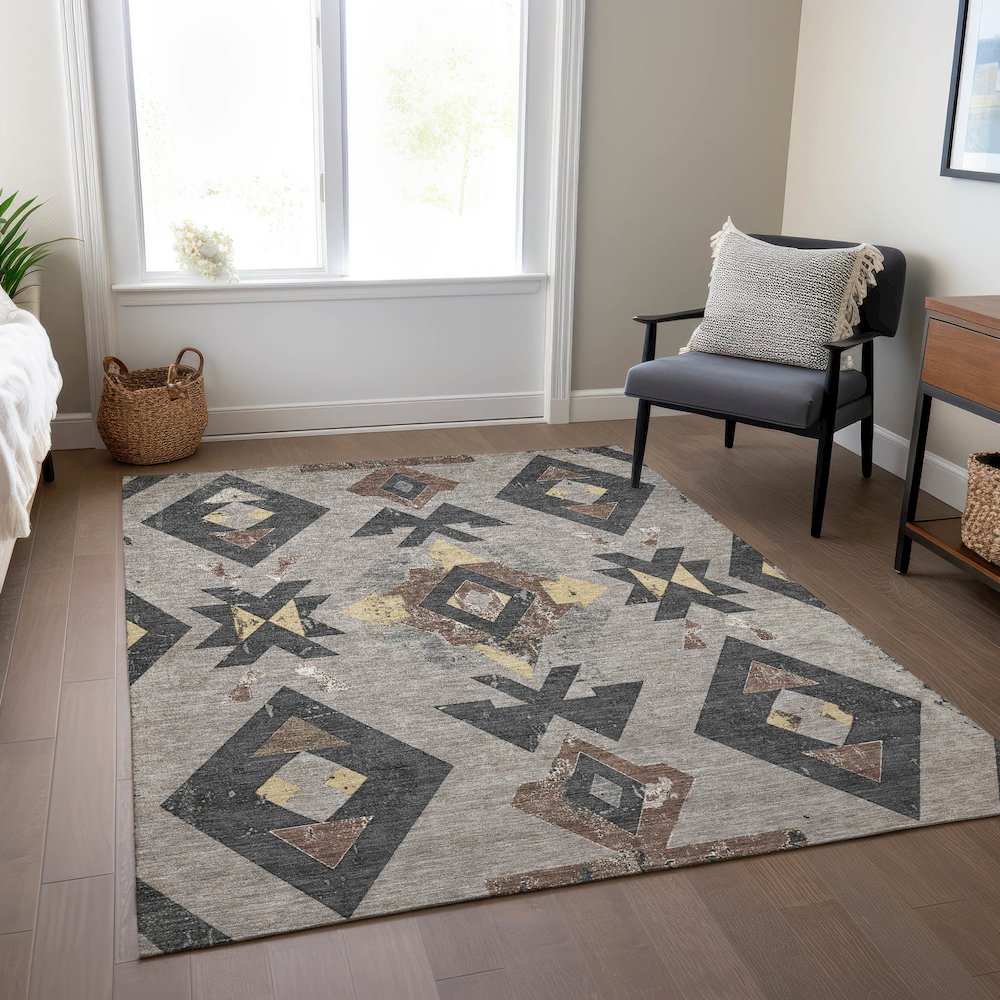 Machine Washable Indoor/Outdoor Chantille Taupe 10' x 14' Rug