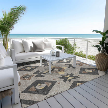 Machine Washable Indoor/Outdoor Chantille Taupe 10' x 14' Rug