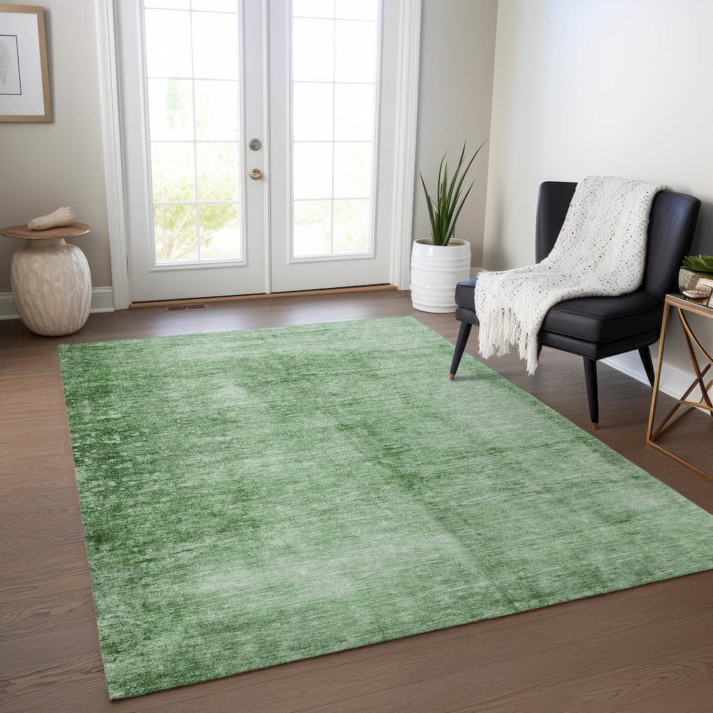 Machine Washable Indoor/Outdoor Chantille Green 10' x 14' Rug
