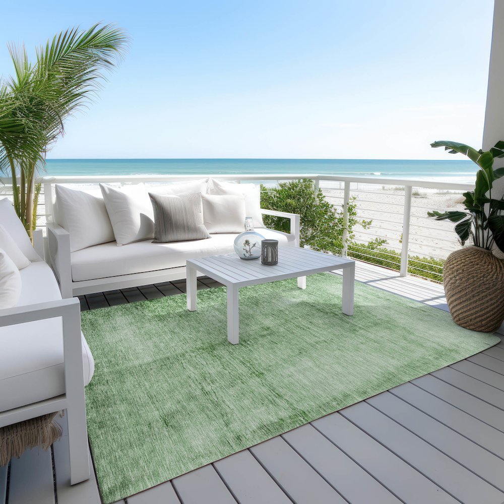 Machine Washable Indoor/Outdoor Chantille Green 10' x 14' Rug
