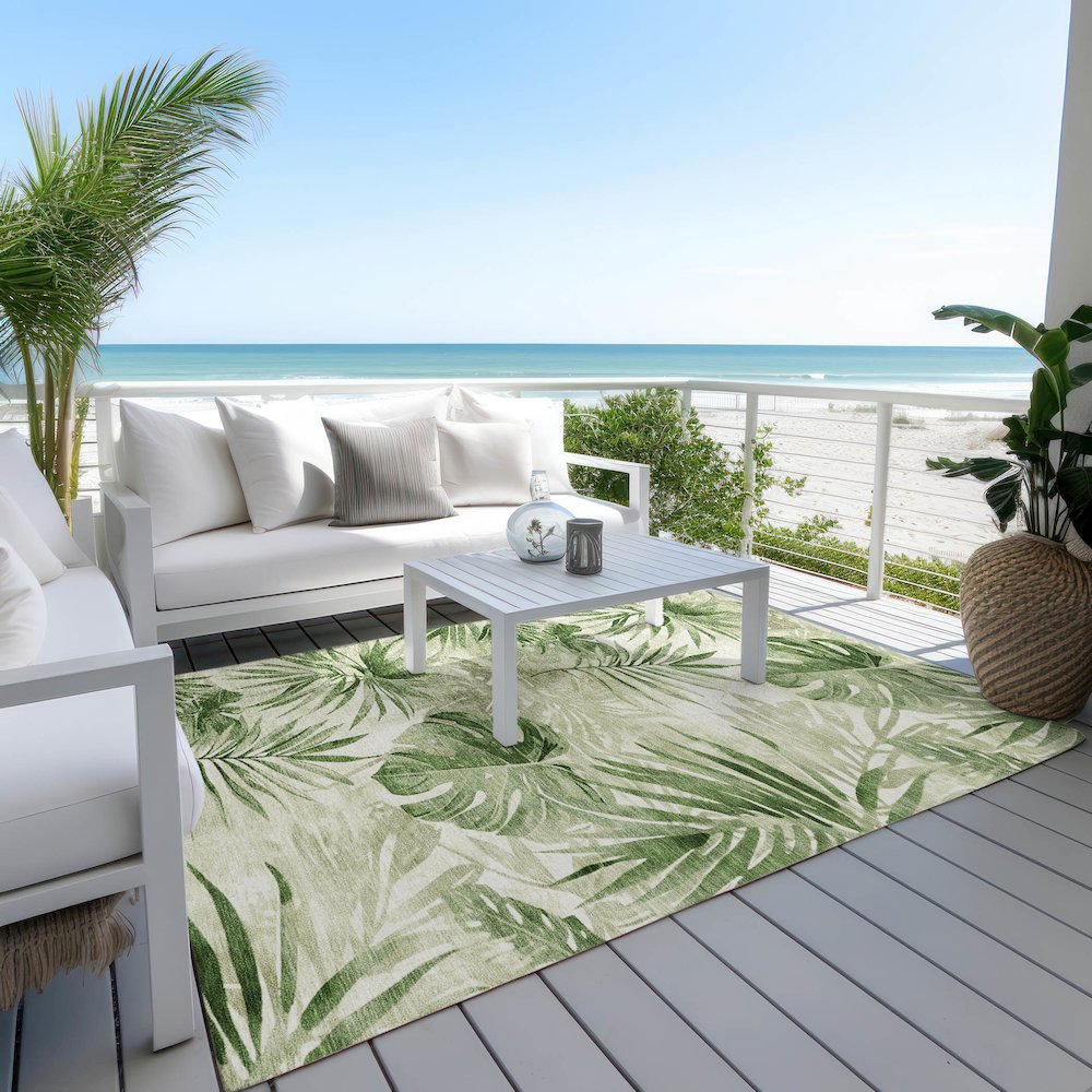Machine Washable Indoor/Outdoor Chantille Aloe 10' x 14' Rug