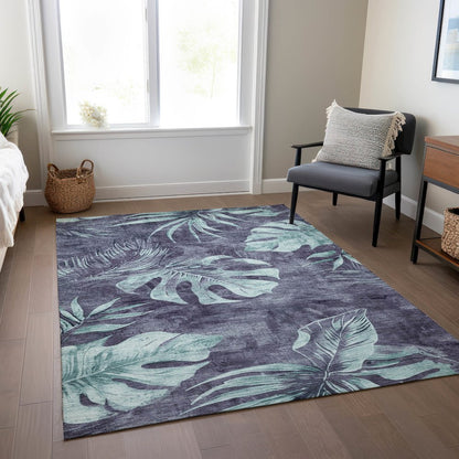 Machine Washable Indoor/Outdoor Chantille Blue 10' x 14' Rug