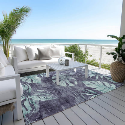 Machine Washable Indoor/Outdoor Chantille Blue 10' x 14' Rug