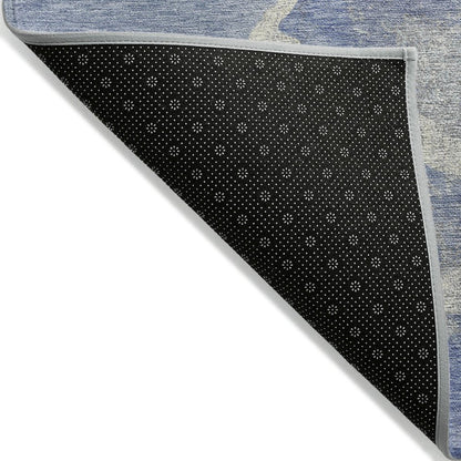 Machine Washable Indoor/Outdoor Chantille Denim 8' x 8' Round Rug