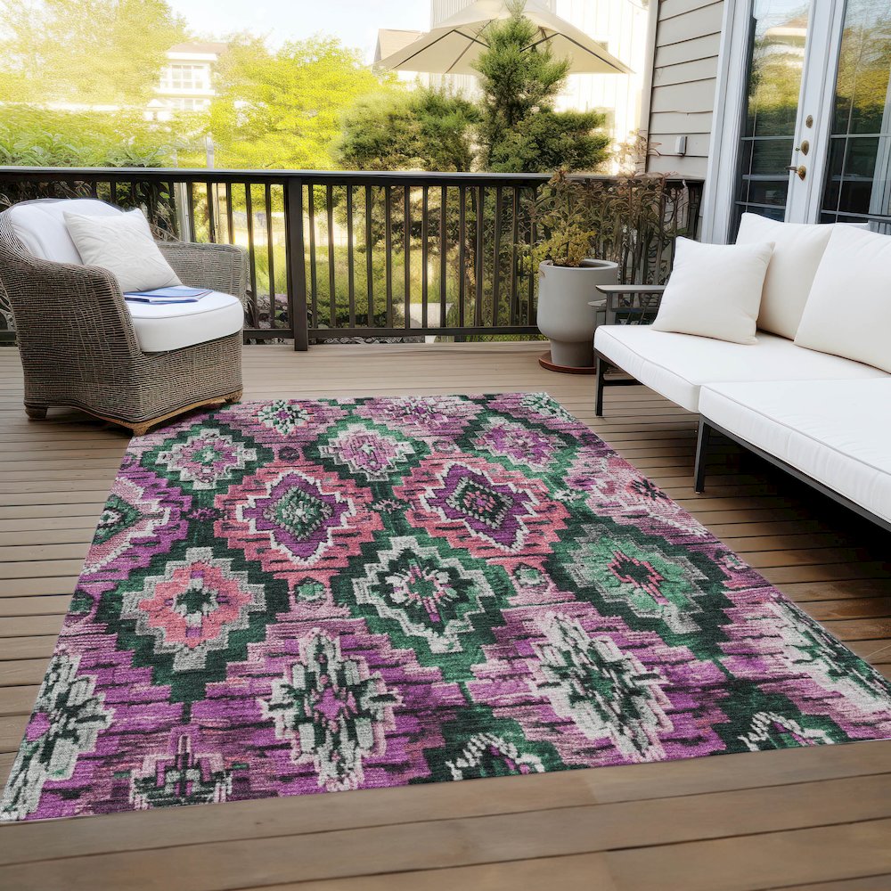 Machine Washable Indoor/Outdoor Chantille Blush 10' x 14' Rug