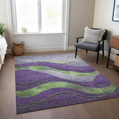 Machine Washable Indoor/Outdoor Chantille Purple 10' x 14' Rug