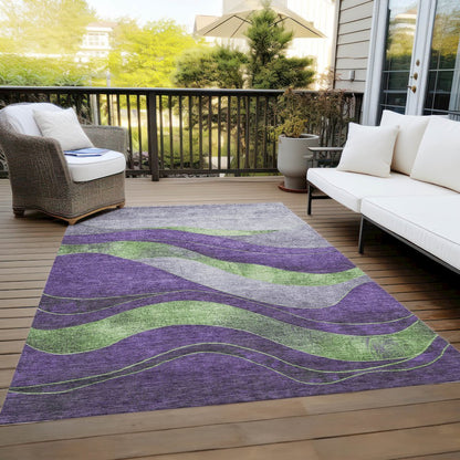 Machine Washable Indoor/Outdoor Chantille Purple 10' x 14' Rug