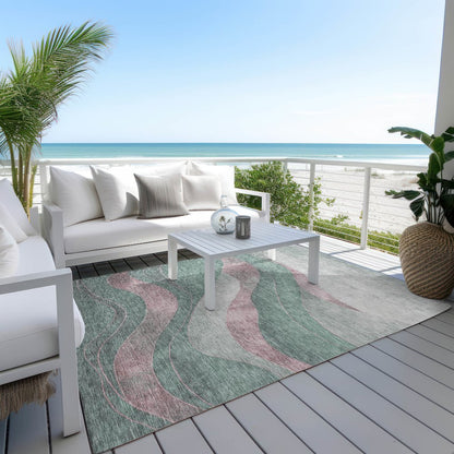 Machine Washable Indoor/Outdoor Chantille Sage 10' x 14' Rug