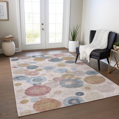 Machine Washable Indoor/Outdoor Chantille Blush 10' x 14' Rug