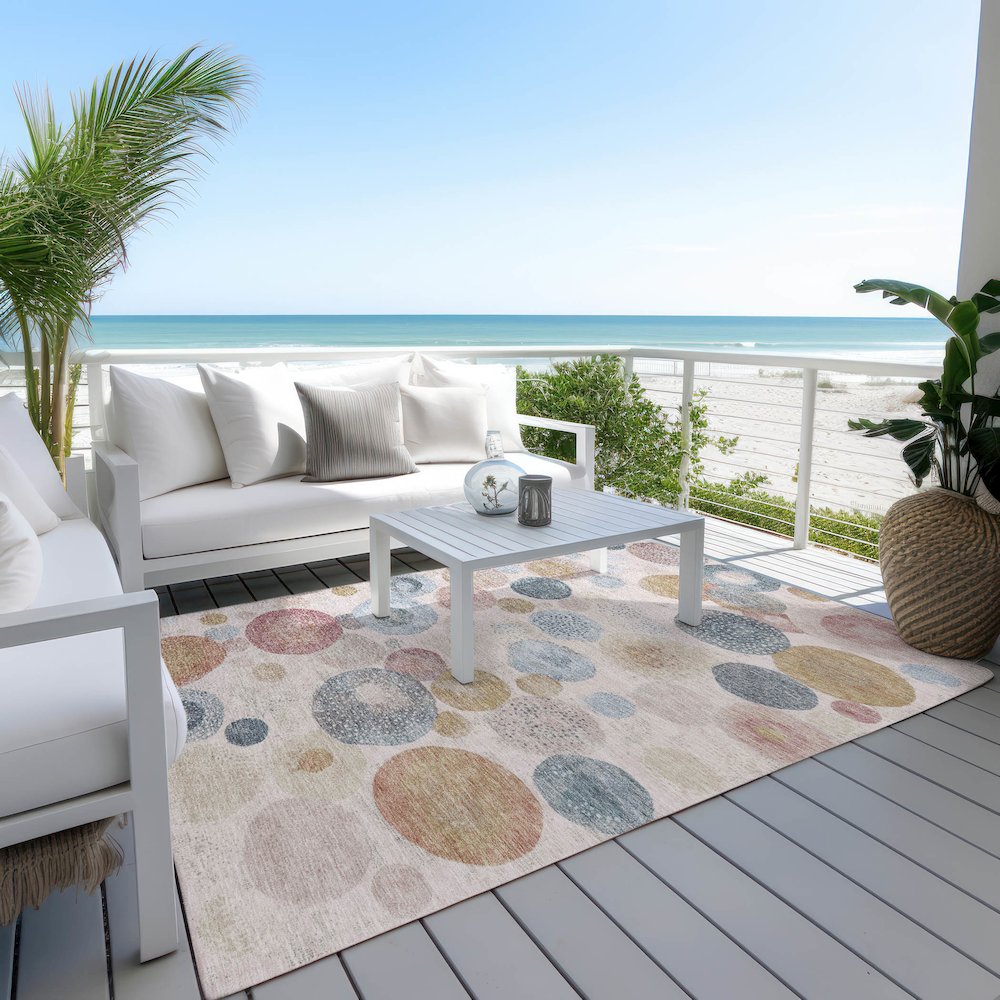 Machine Washable Indoor/Outdoor Chantille Blush 10' x 14' Rug
