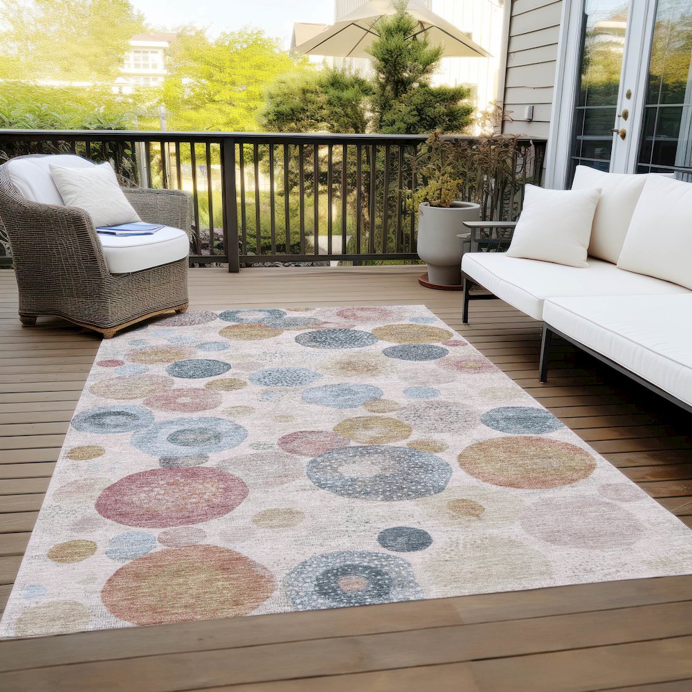 Machine Washable Indoor/Outdoor Chantille Blush 10' x 14' Rug