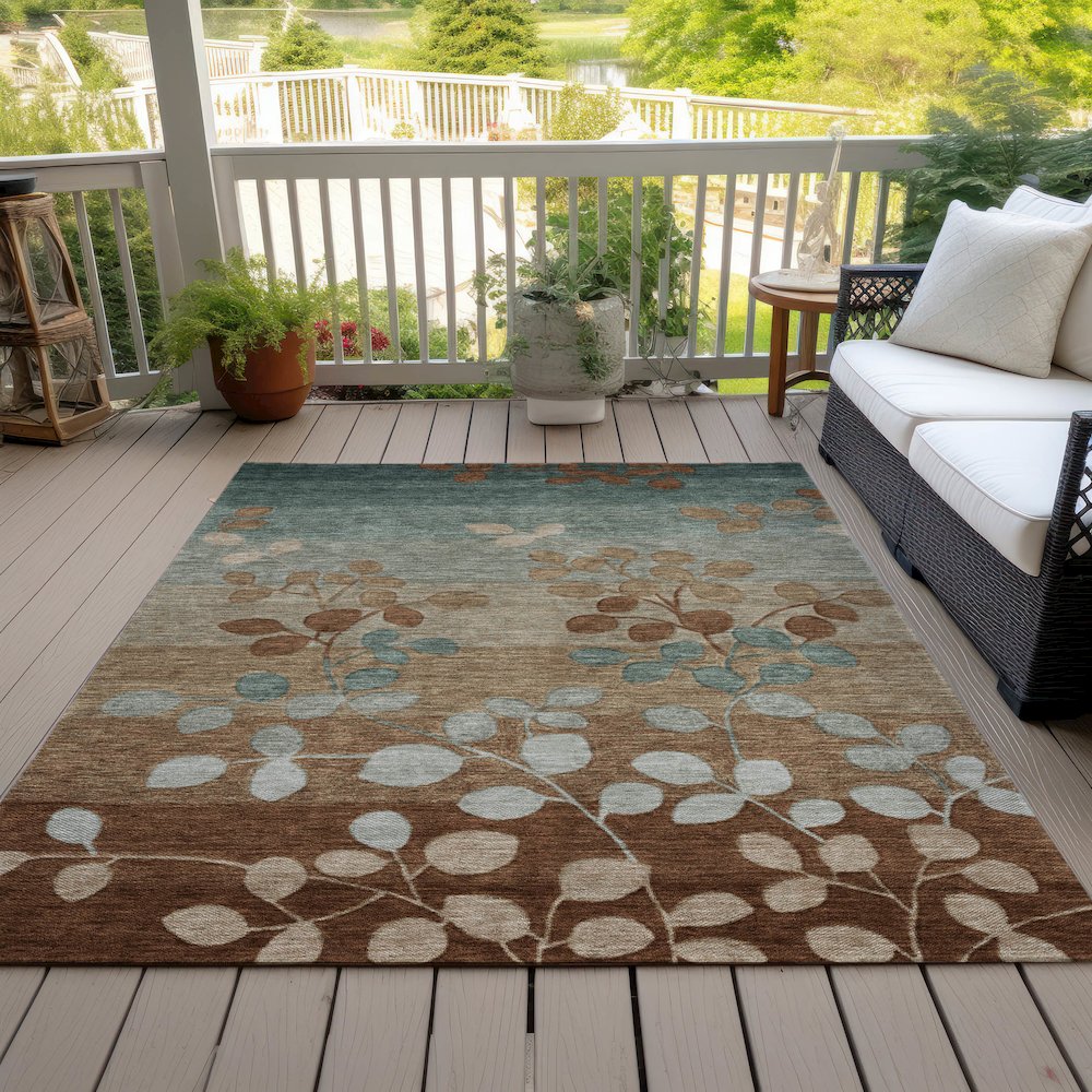 Machine Washable Indoor/Outdoor Chantille Mocha 10' x 14' Rug