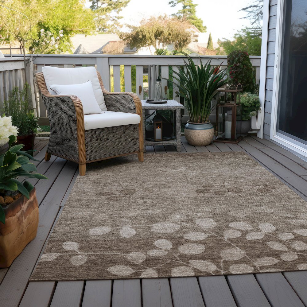 Machine Washable Indoor/Outdoor Chantille Taupe 10' x 14' Rug