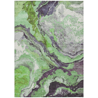 Machine Washable Indoor/Outdoor Chantille Green 10' x 14' Rug