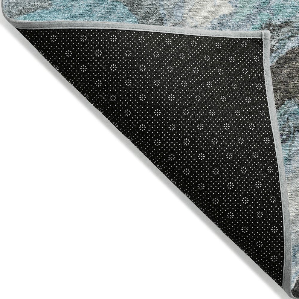 Machine Washable Indoor/Outdoor Chantille Teal 8' x 8' Round Rug
