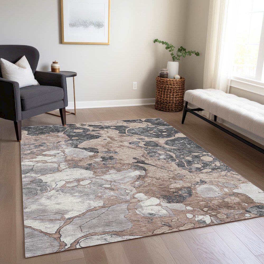 Machine Washable Indoor/Outdoor Chantille Mocha 10' x 14' Rug