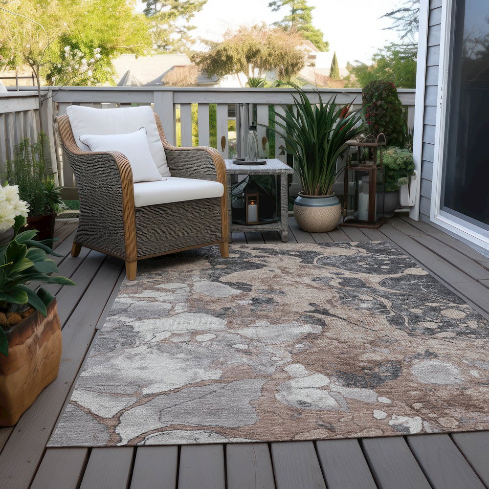 Machine Washable Indoor/Outdoor Chantille Mocha 10' x 14' Rug