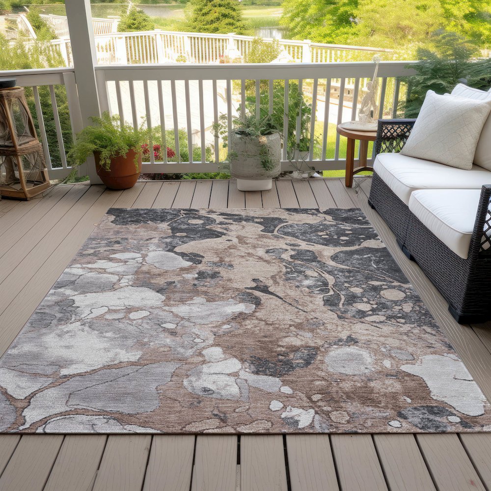 Machine Washable Indoor/Outdoor Chantille Mocha 10' x 14' Rug